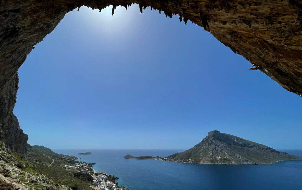 Sport climbing in europe at Grande Grotta on the island of Kalymnos, Greece (agealis, 7c)