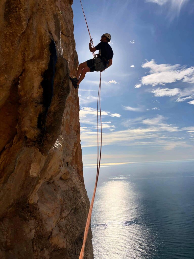 Multi-sport climbing courses in the UK. Climbing on Costa Blancas penon tower above the sea
