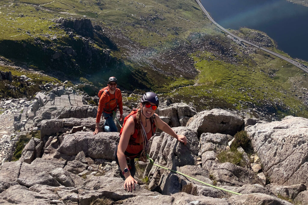 Guided scrambling with 2 cients on Notch Arete, Tryfan (Ogwen valley). Classic alpine style scrambling!