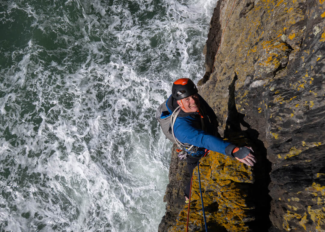Guided rock climbing on the Anglsey sea cliffs of Gogarth